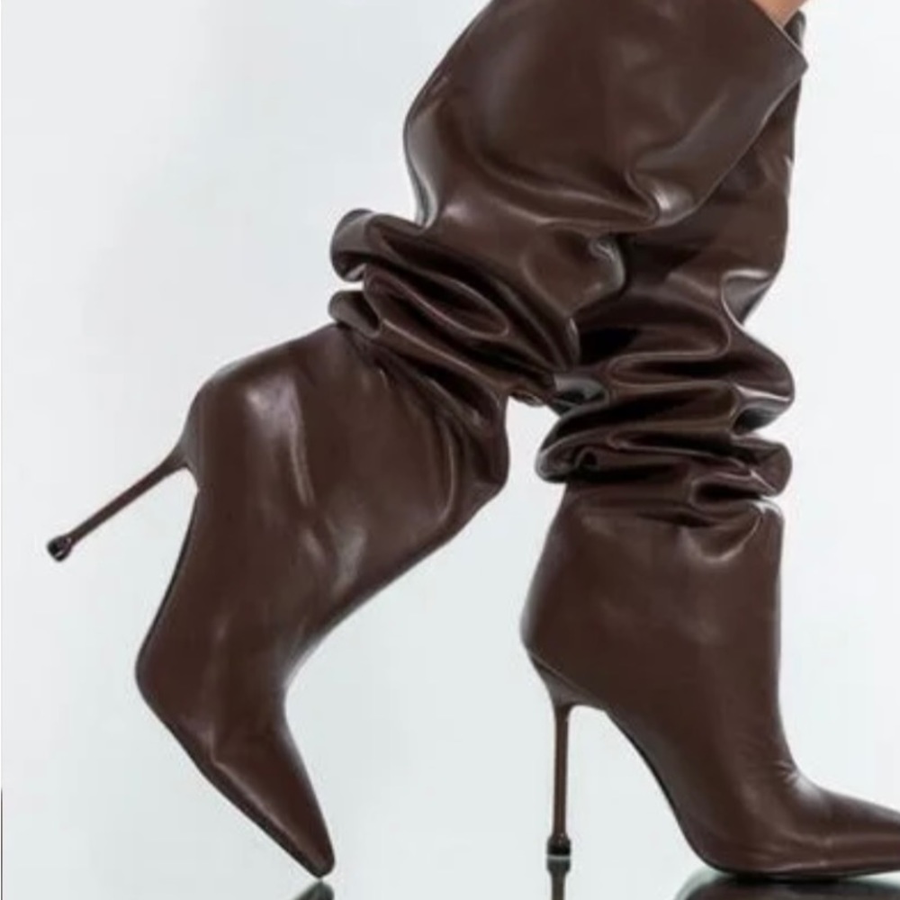 Azalea Wang Chocolate Brown Stiletto Boots